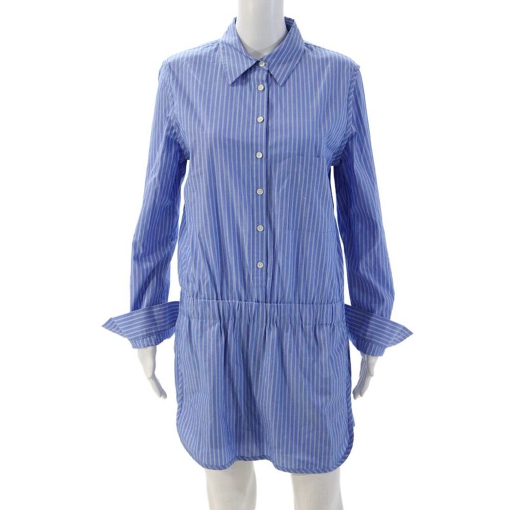 Thakoon Addition Women Shirt Dress Blue Striped Cotton Longsleeve Size 10